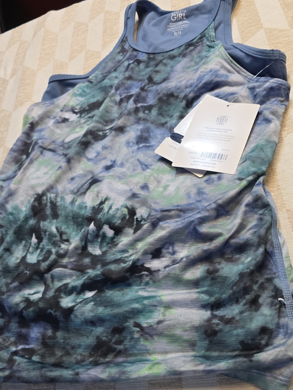 Athleta Girl Tie-Dye Racerback Tank - Blue, Green, Black
